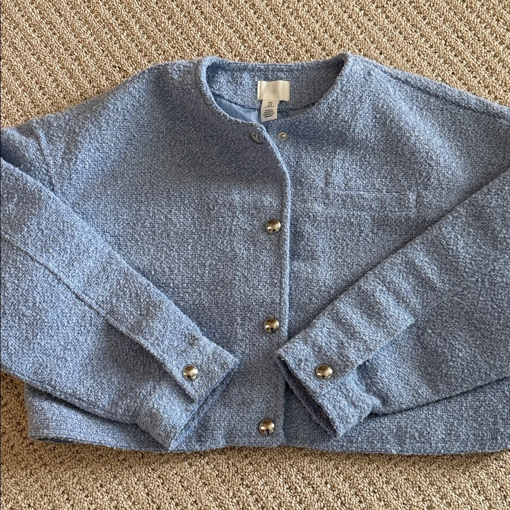 H&M Light Blue Textured Jacket - Picture 3 of 4